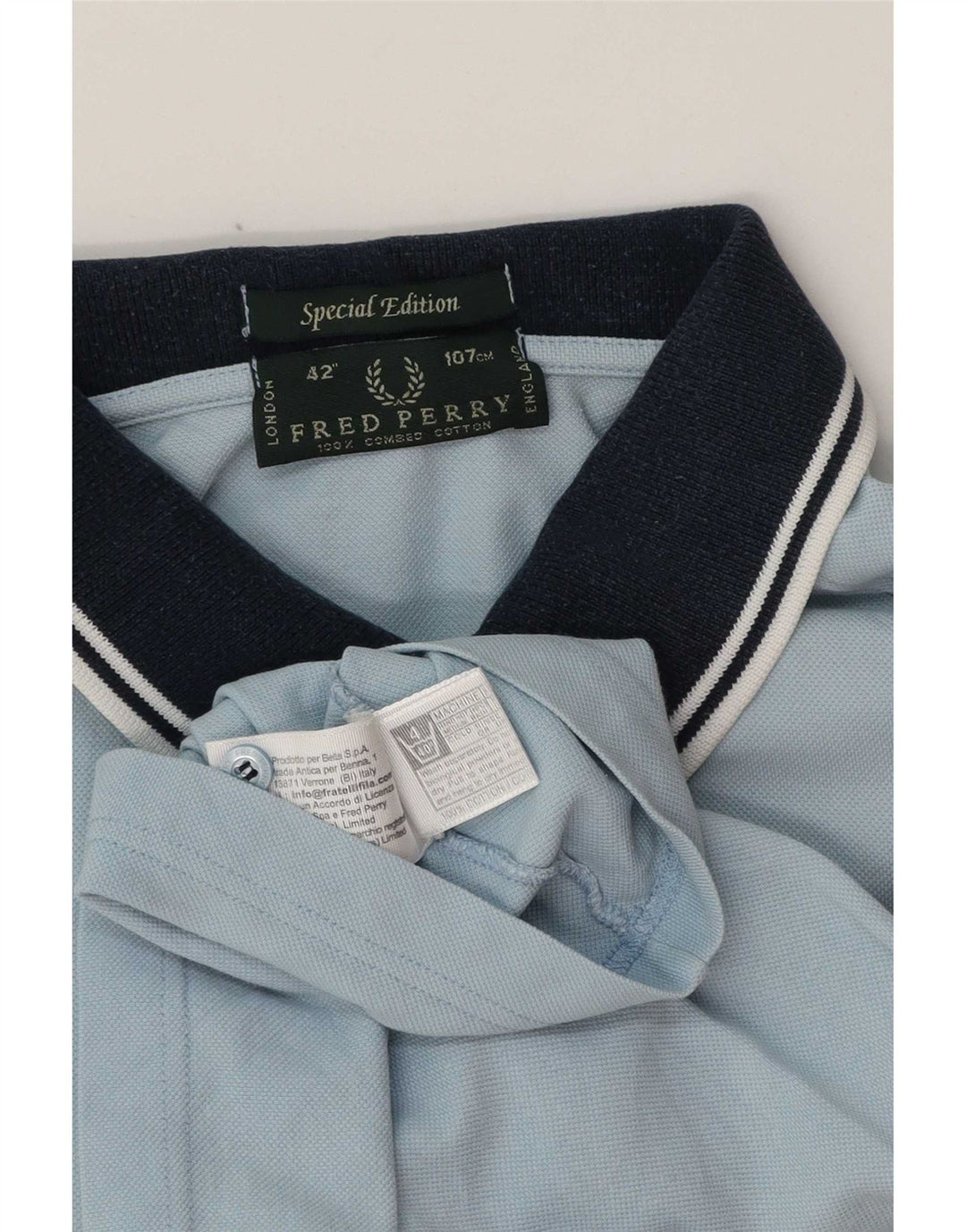 Fred Perry Mens Rugby Polo Shirt Medium Blue Striped Cotton