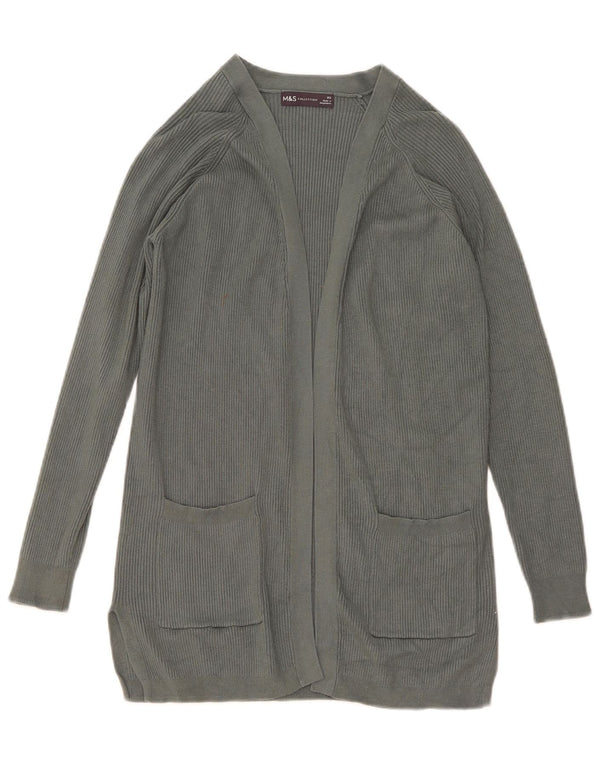 Marks & Spencer Womens Longline Open Cardigan Sweater UK 6 XS Green Viscose