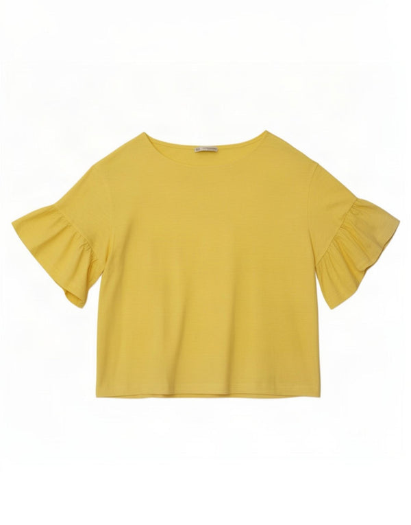 Zara Womens Oversized T-Shirt Top UK 10 Small Yellow Cotton