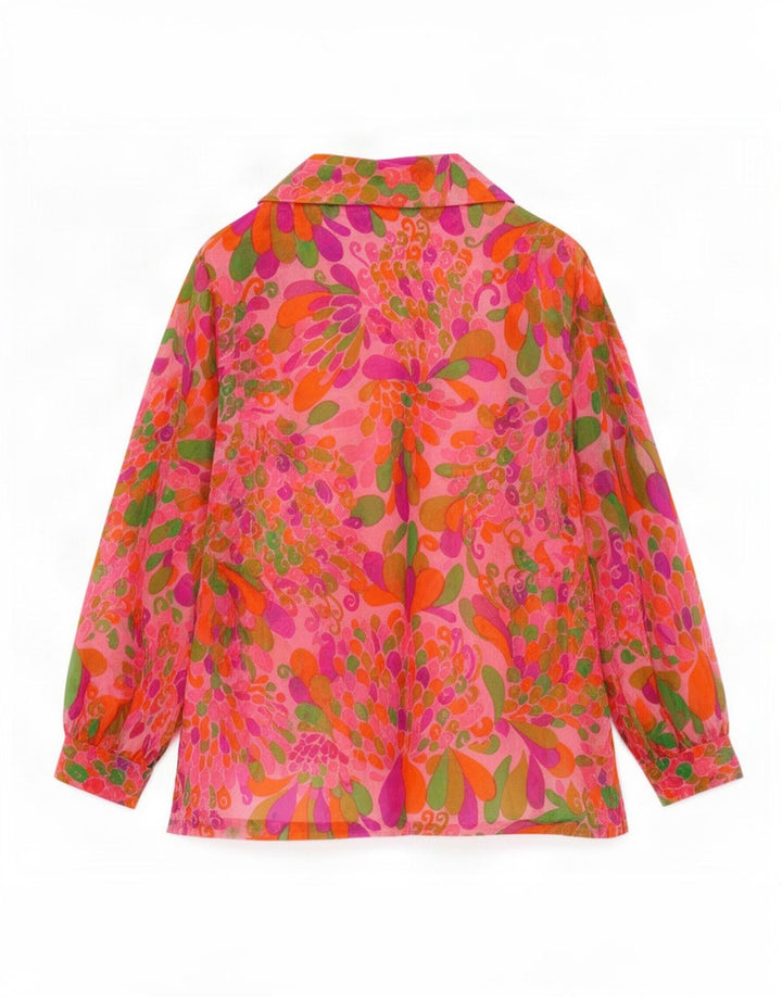 Vintage Womens Abstract Pattern Shirt Blouse UK 16 Large Multicoloured