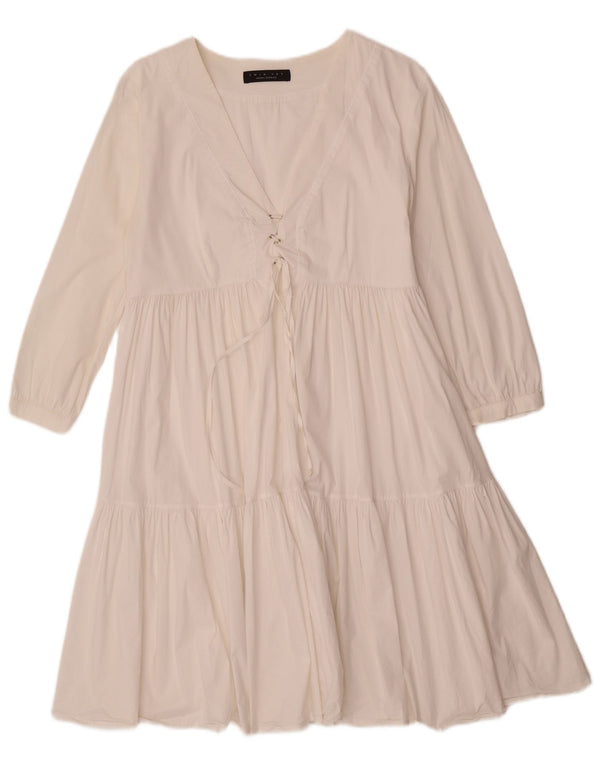 Simona Barbieri Womens Twin-Set 3/4 Sleeve Tiered Dress UK 12 Medium White