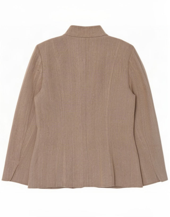 Calvin Klein Womens 5 Button Blazer Jacket US 14 XL Beige Herringbone Rayon