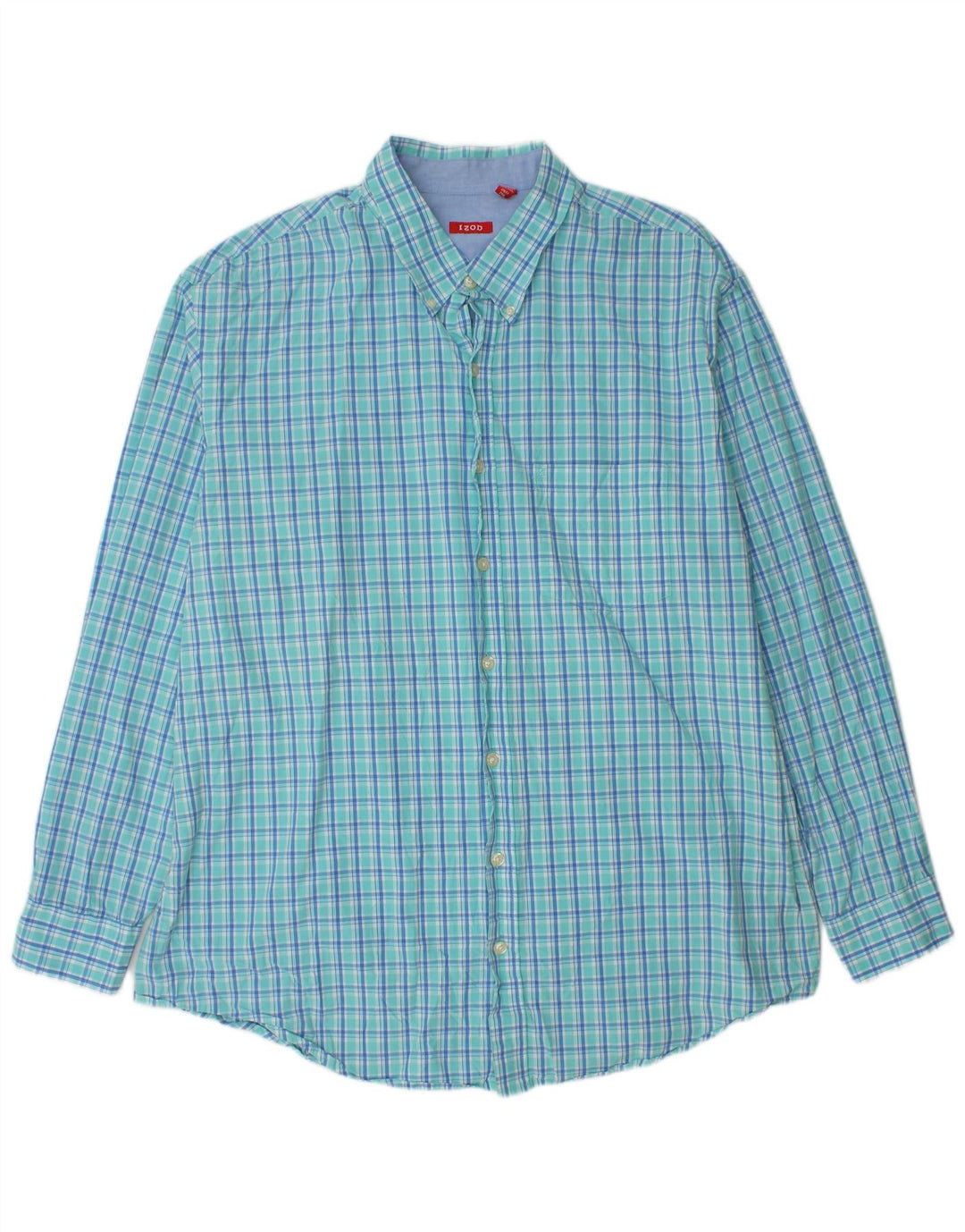 IZOD Mens Tall Shirt 2XL Blue Check Cotton