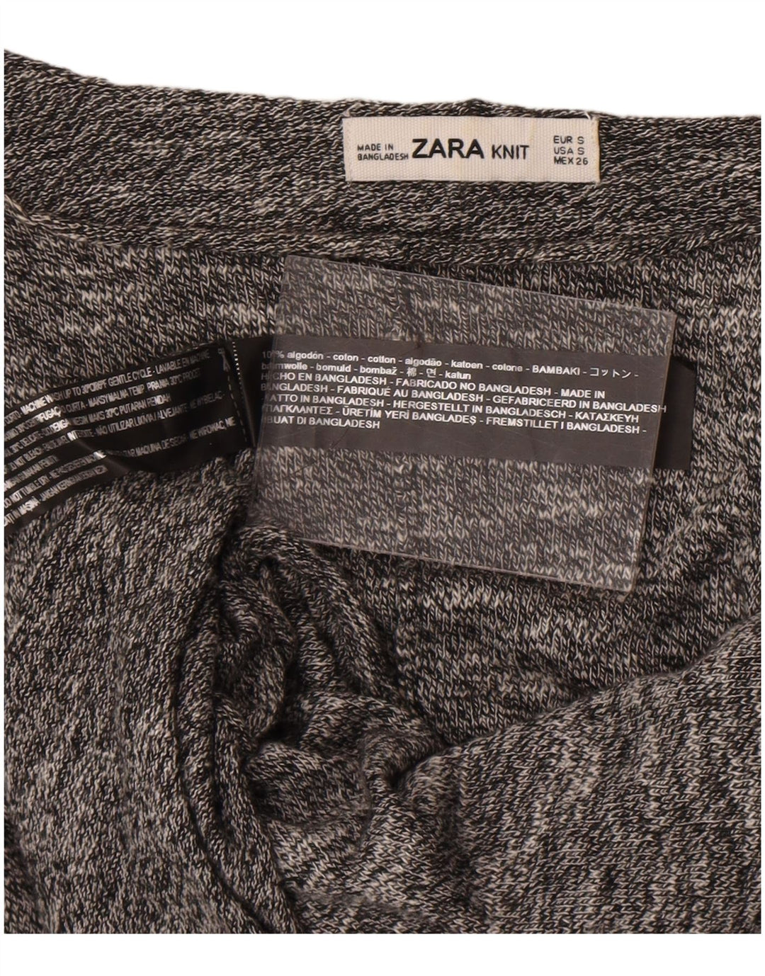 Zara Womens Oversized Boat Neck Jumper Sweater UK 10 Small Grey Flecked