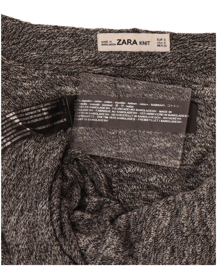 Zara Womens Oversized Boat Neck Jumper Sweater UK 10 Small Grey Flecked