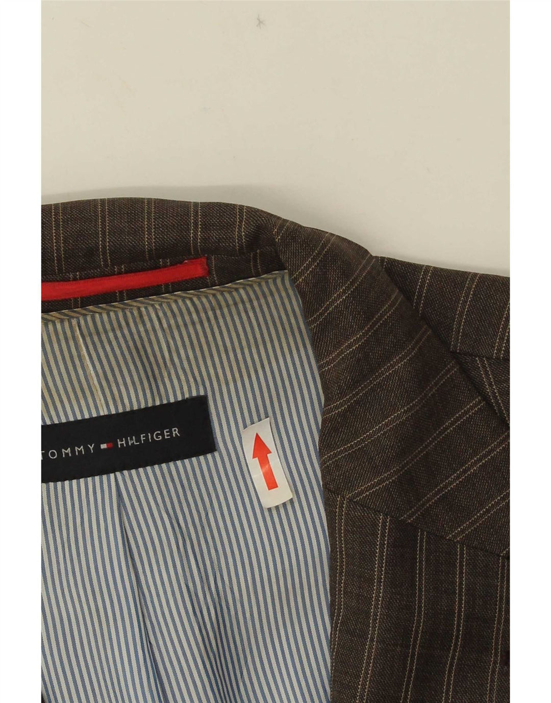 Tommy Hilfiger Mens 2 Button Blazer Jacket IT 52 XL Brown Striped Viscose