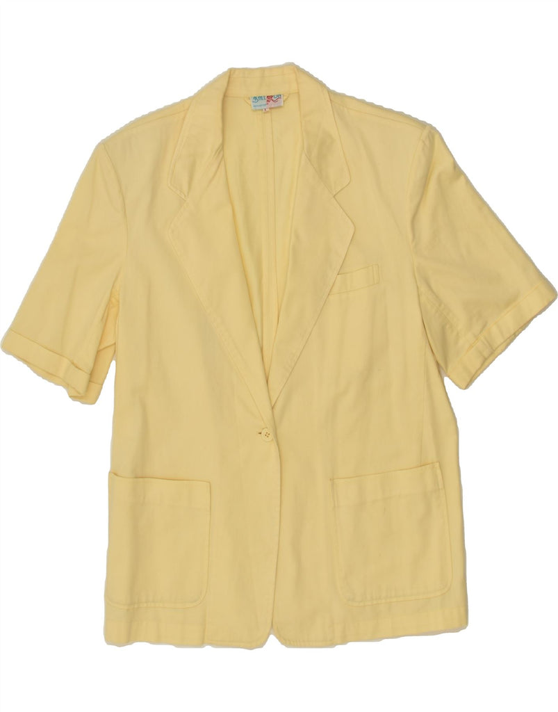 BALLOON Womens 1 Button Short Sleeve Blazer Jacket UK 14 Large Yellow | Vintage Balloon | Thrift | Second-Hand Balloon | Used Clothing | Messina Hembry 