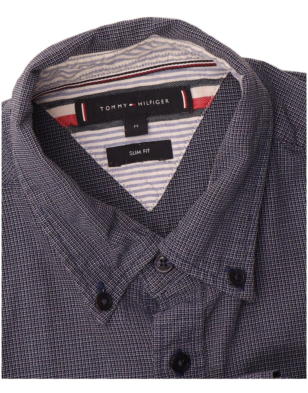 Tommy Hilfiger Mens Slim Fit Shirt Medium Navy Blue Check