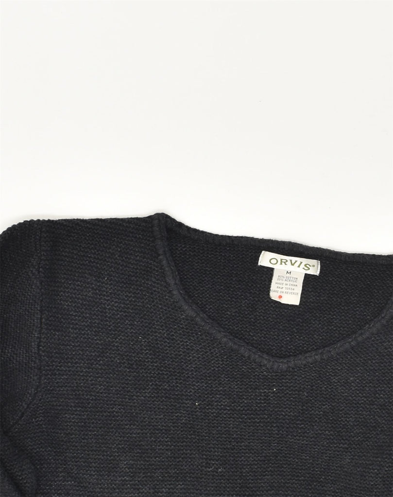 ORVIS Womens V-Neck Jumper Sweater UK 14 Medium Navy Blue Wool | Vintage Orvis | Thrift | Second-Hand Orvis | Used Clothing | Messina Hembry 