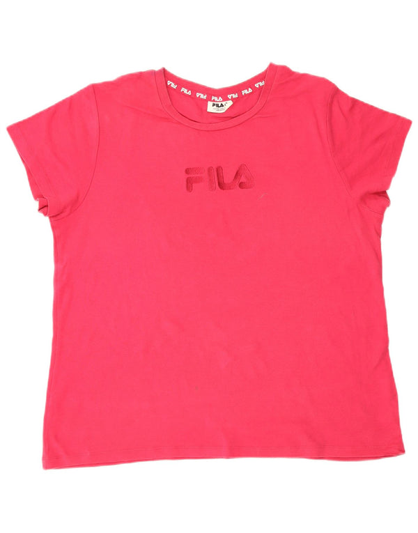 Fila Womens Graphic T-Shirt Top UK 18 XL Pink Cotton