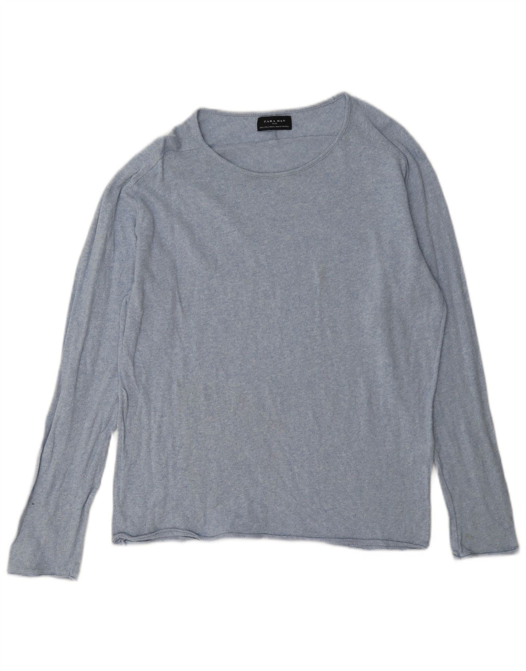 Zara Mens Top Long Sleeve Large Blue Flecked Cotton