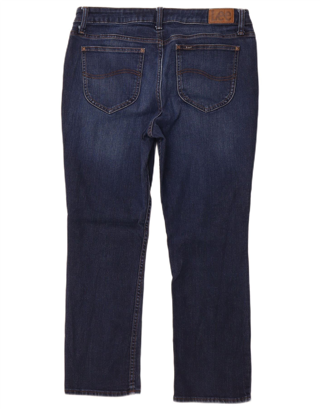 LEE Womens Crop Mid Rise Straight Jeans W32 L25 Navy Blue