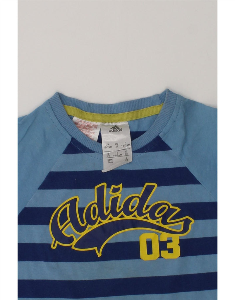 ADIDAS Baby Boys Graphic T-Shirt Top 18-24 Months Blue Striped Cotton | Vintage Adidas | Thrift | Second-Hand Adidas | Used Clothing | Messina Hembry 