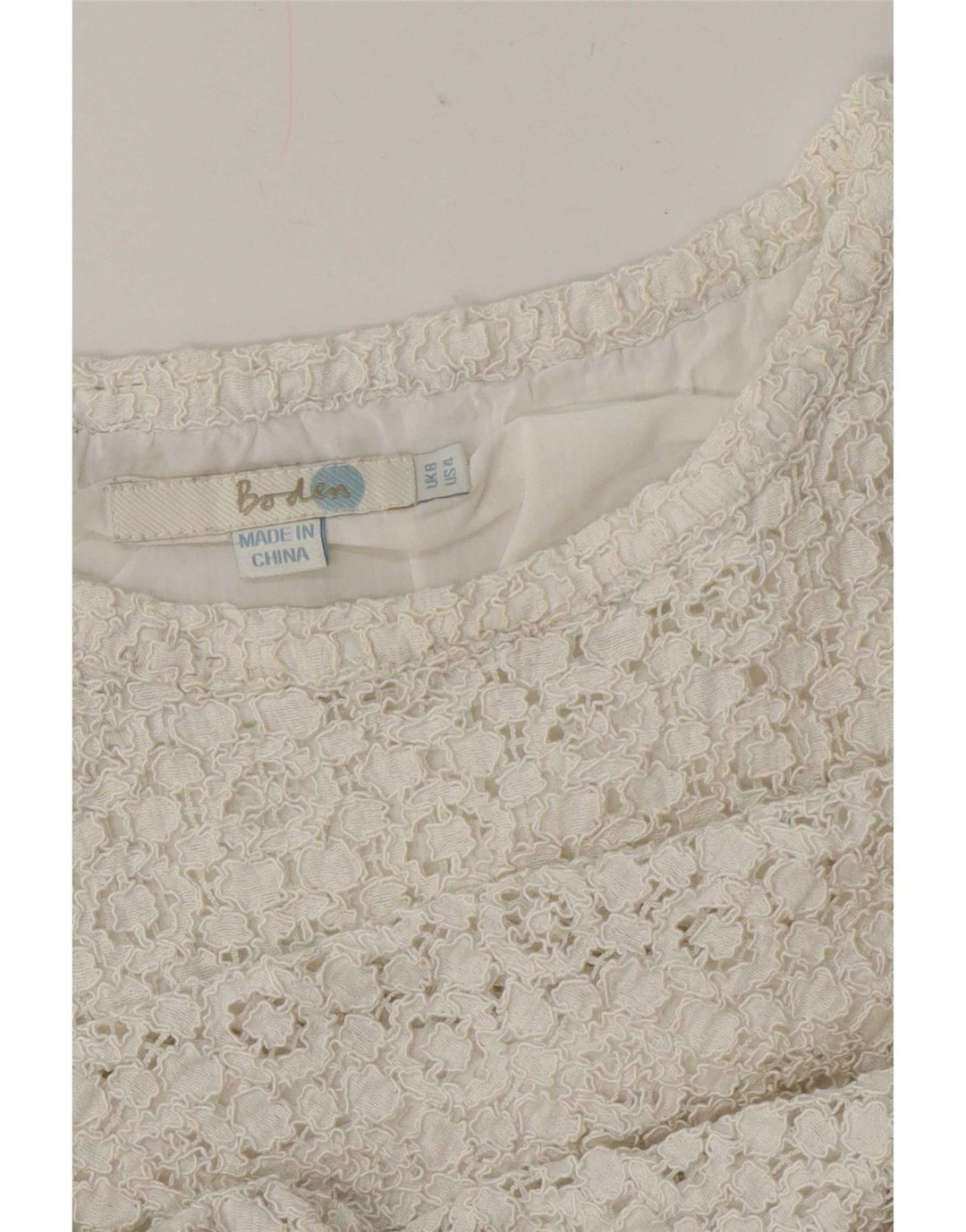 Boden Womens Crop Lace Blouse Top UK 8 Small White