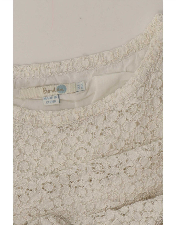 Boden Womens Crop Lace Blouse Top UK 8 Small White