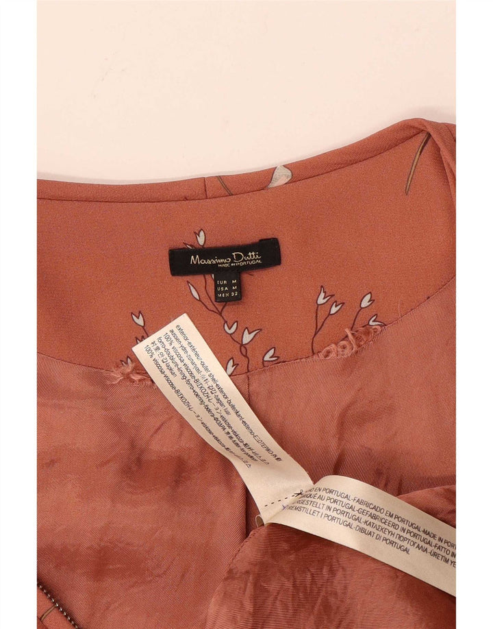 Massimo Dutti Womens Bomber Jacket UK 12 Medium Pink Floral Viscose
