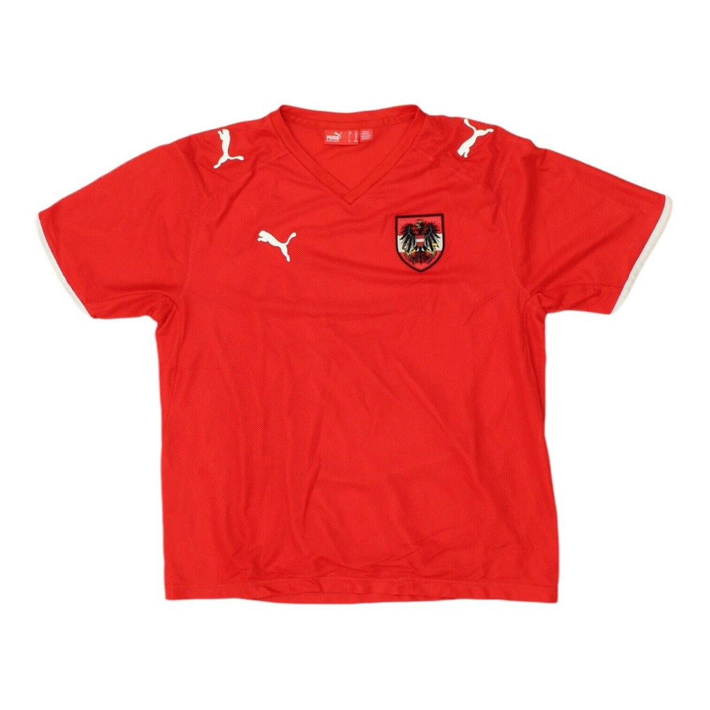 Austria 2008 Puma Boys Red Home Shirt | Vintage Football Kids Sportswear VTG | Vintage Messina Hembry | Thrift | Second-Hand Messina Hembry | Used Clothing | Messina Hembry 