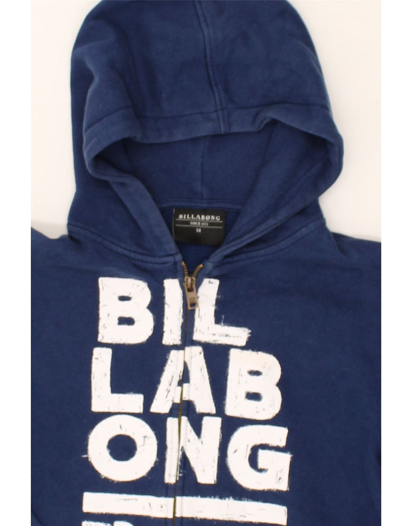 BILLABONG Boys Graphic Zip Hoodie Sweater 13-14 Years Navy Blue Cotton | Vintage Billabong | Thrift | Second-Hand Billabong | Used Clothing | Messina Hembry 