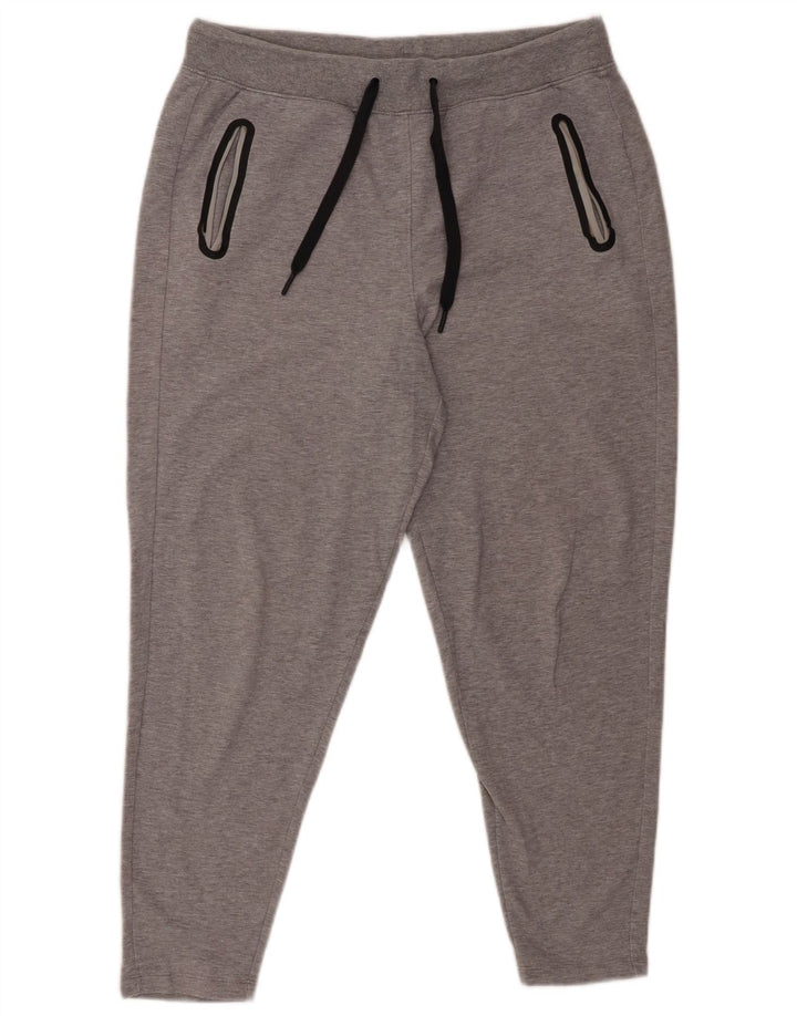 Marks & Spencer Womens Crop Tracksuit Trousers UK 12 Medium Grey Cotton