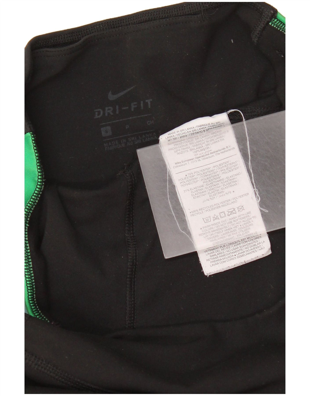 Nike Womens Dri Fit Graphic Leggings Small  Black Striped Polyester