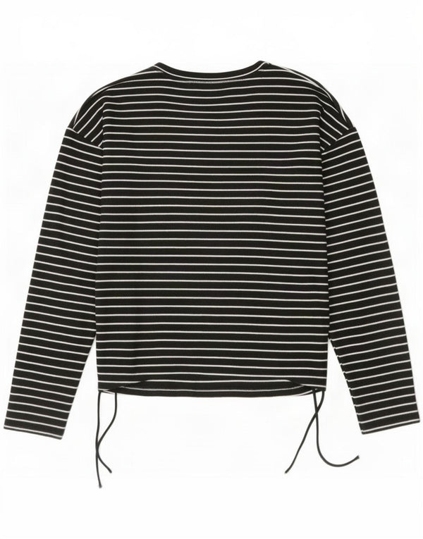 Zara Womens Top Long Sleeve UK 16 Large Black Pinstripe Polyester