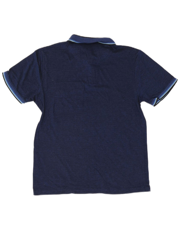 Penguin Mens Polo Shirt Large Navy Blue Striped Cotton