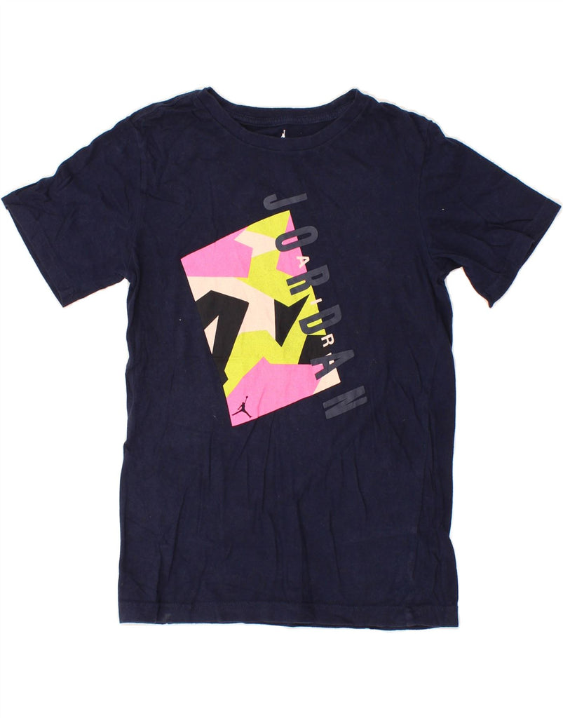 JORDAN Boys Graphic T-Shirt Top 12-13 Years Large Navy Blue Cotton Vintage Jordan and Second-Hand Jordan from Messina Hembry 