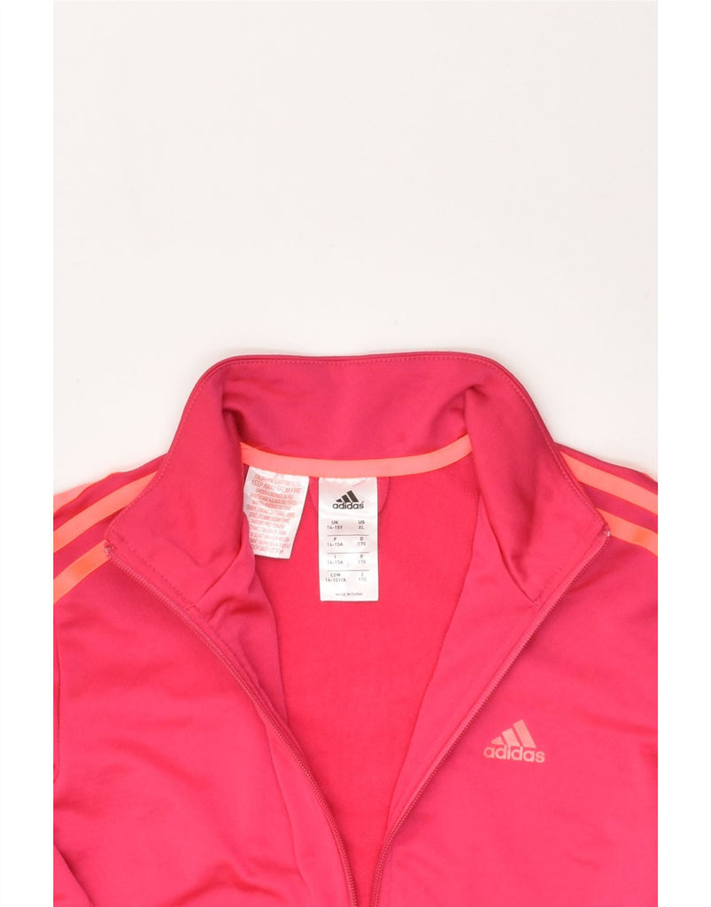 ADIDAS Girls Tracksuit Top Jacket 14-15 Years Pink Polyester | Vintage Adidas | Thrift | Second-Hand Adidas | Used Clothing | Messina Hembry 