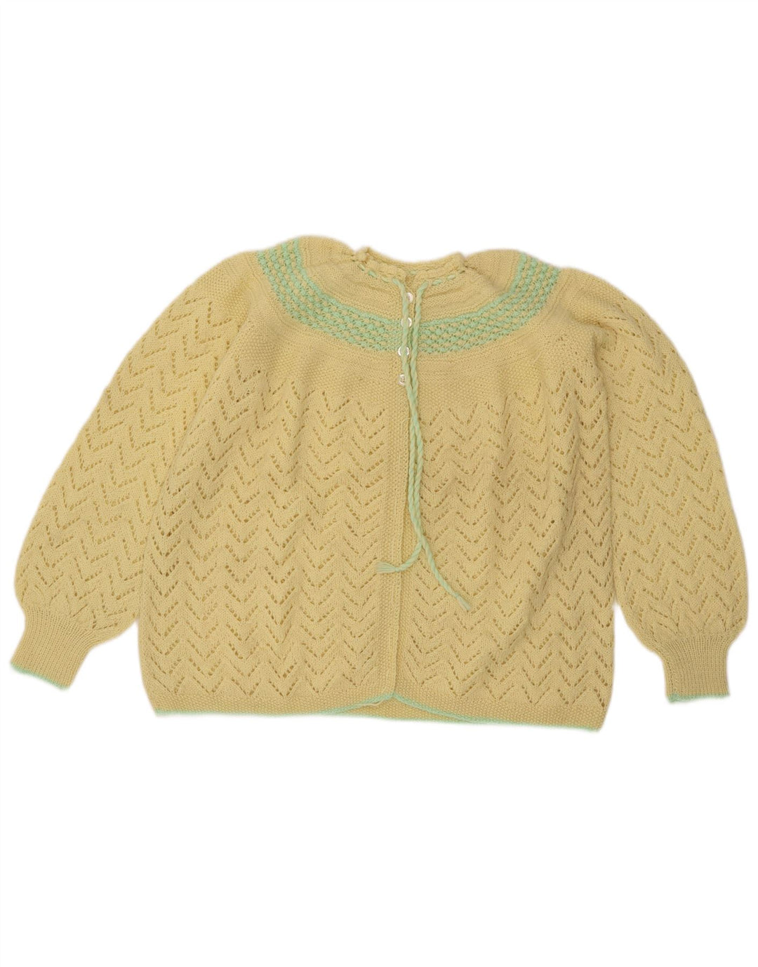 Vintage Womens Cardigan Sweater UK 16 Large Yellow