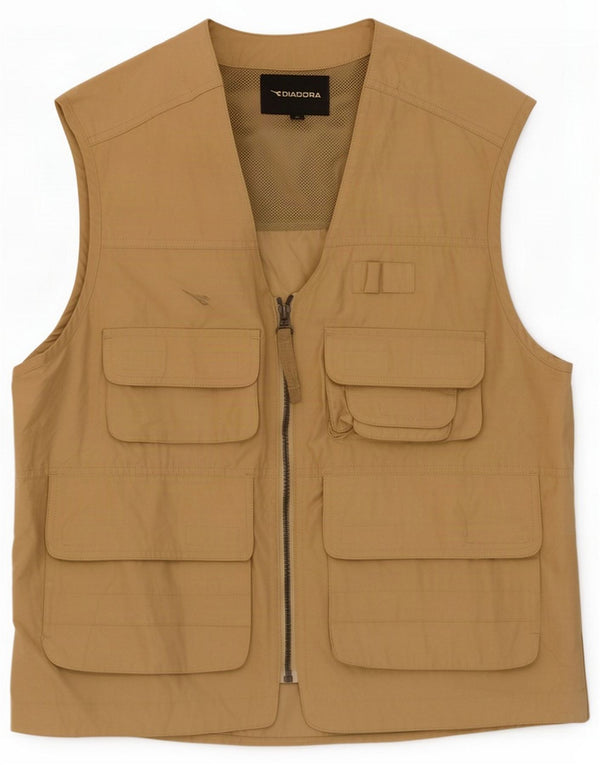 Diadora Mens Utility Gilet UK 36 Small Beige Cotton