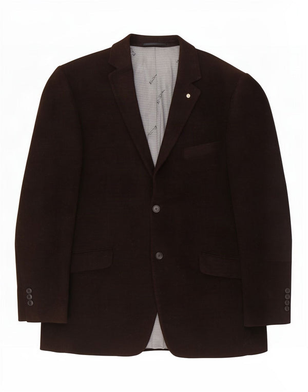 Ben Sherman Mens 2 Button Blazer Jacket UK 42 XL Brown Cotton