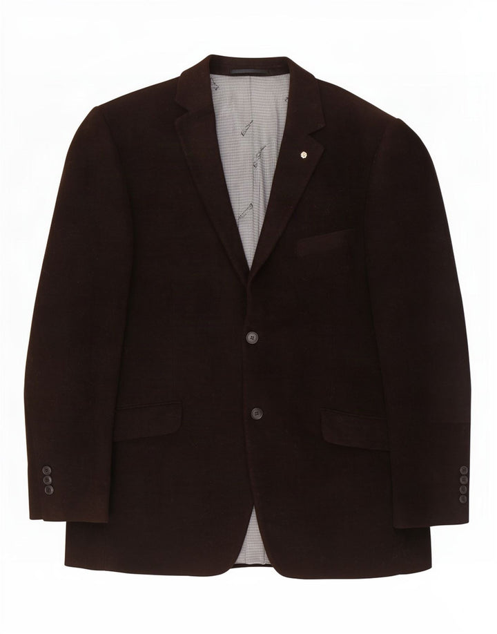 Ben Sherman Mens 2 Button Blazer Jacket UK 42 XL Brown Cotton