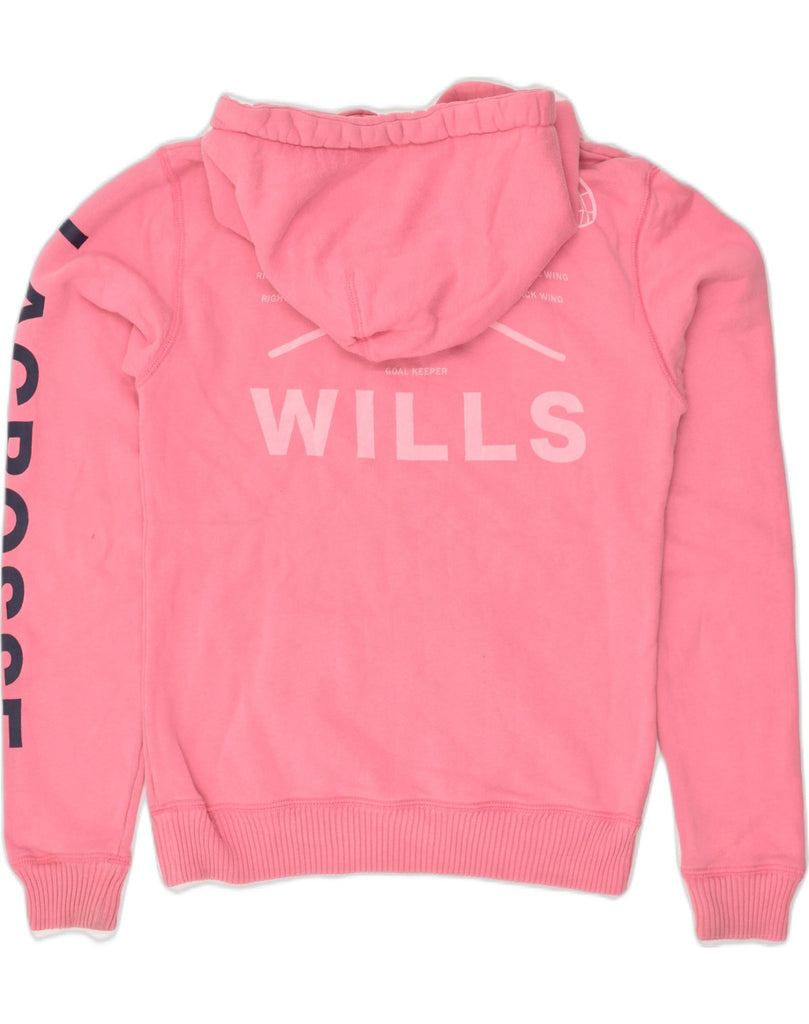 JACK WILLS Womens Graphic Hoodie Jumper UK 10 Small Pink Cotton | Vintage Jack Wills | Thrift | Second-Hand Jack Wills | Used Clothing | Messina Hembry 