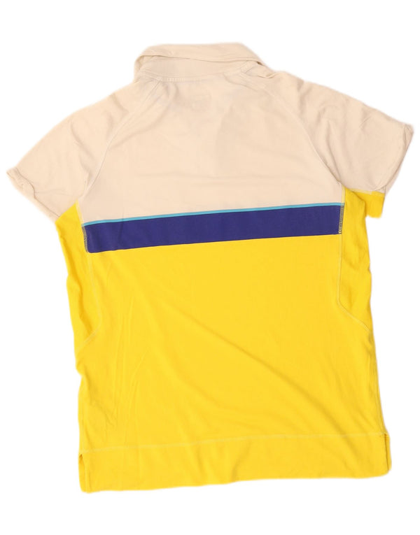 Nike Mens Polo Shirt Large Yellow Colourblock Nylon