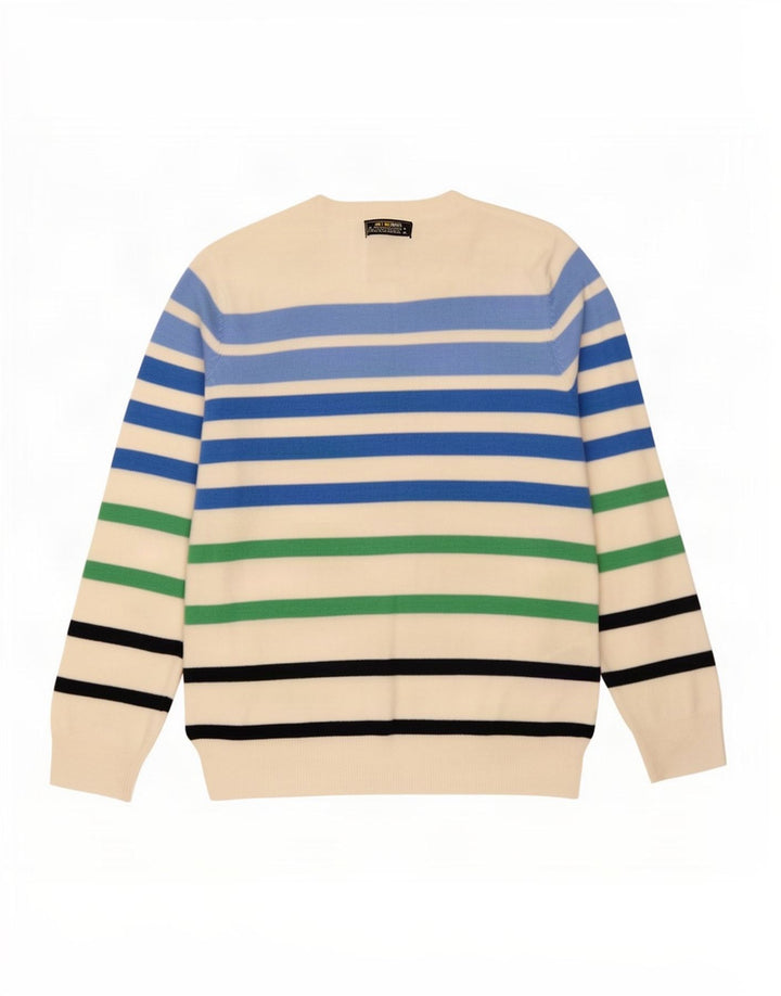 Marks & Spencer Womens Crew Neck Jumper Sweater UK 12 Medium White Striped