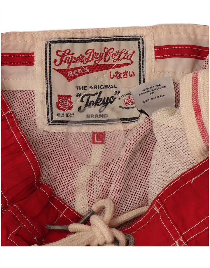 Superdry Mens Graphic Swimming Shorts Large  Red Polyester