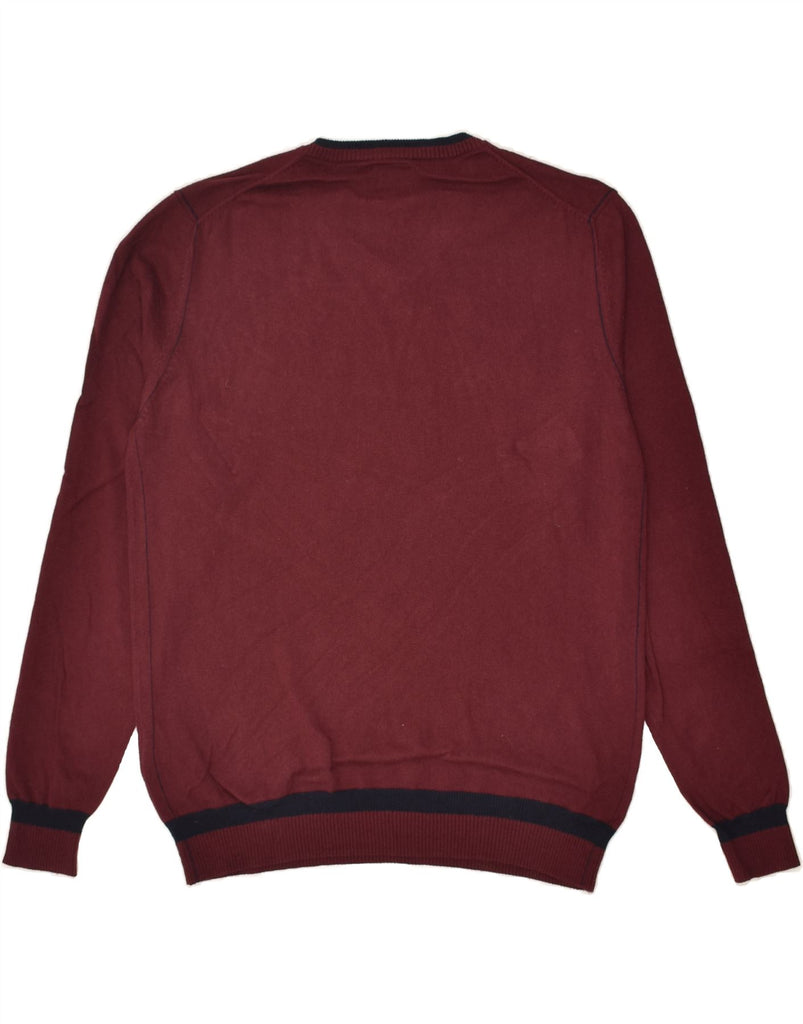 MARLBORO CLASSICS Mens V-Neck Jumper Sweater Medium Burgundy Cotton | Vintage Marlboro Classics | Thrift | Second-Hand Marlboro Classics | Used Clothing | Messina Hembry 