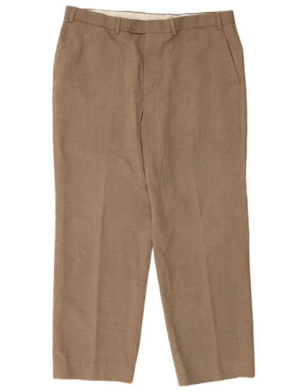 Marks & Spencer Mens Straight Suit Trousers W38 L27 Beige Polyester