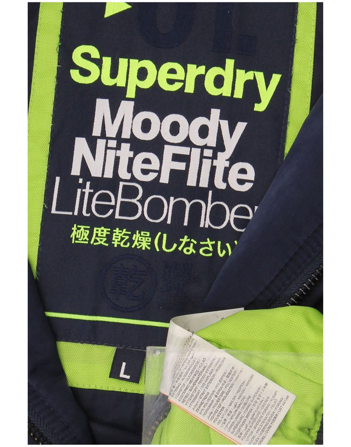 Superdry Mens Bomber Jacket UK 40 Large Navy Blue Polyester