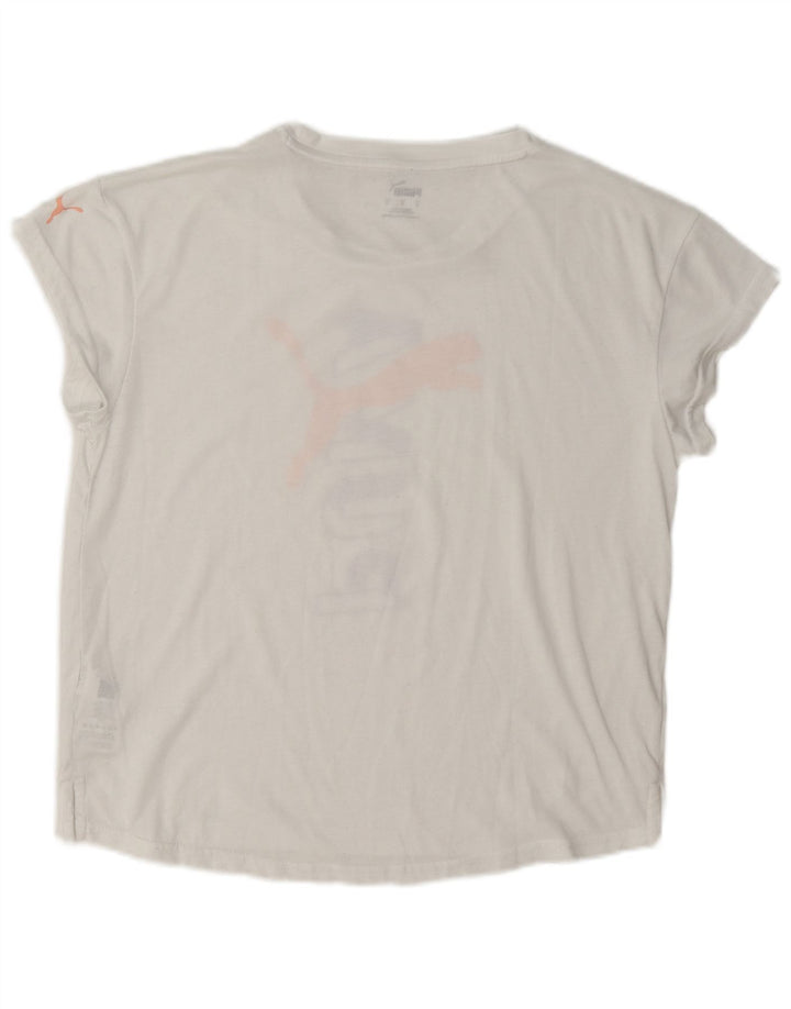 Puma Womens Oversized Graphic T-Shirt Top UK 10 Small White Polyester
