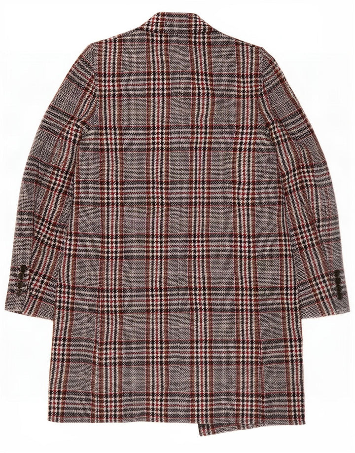 Zara Womens Oversized Overcoat UK 10 Small Grey Plaid Viscose
