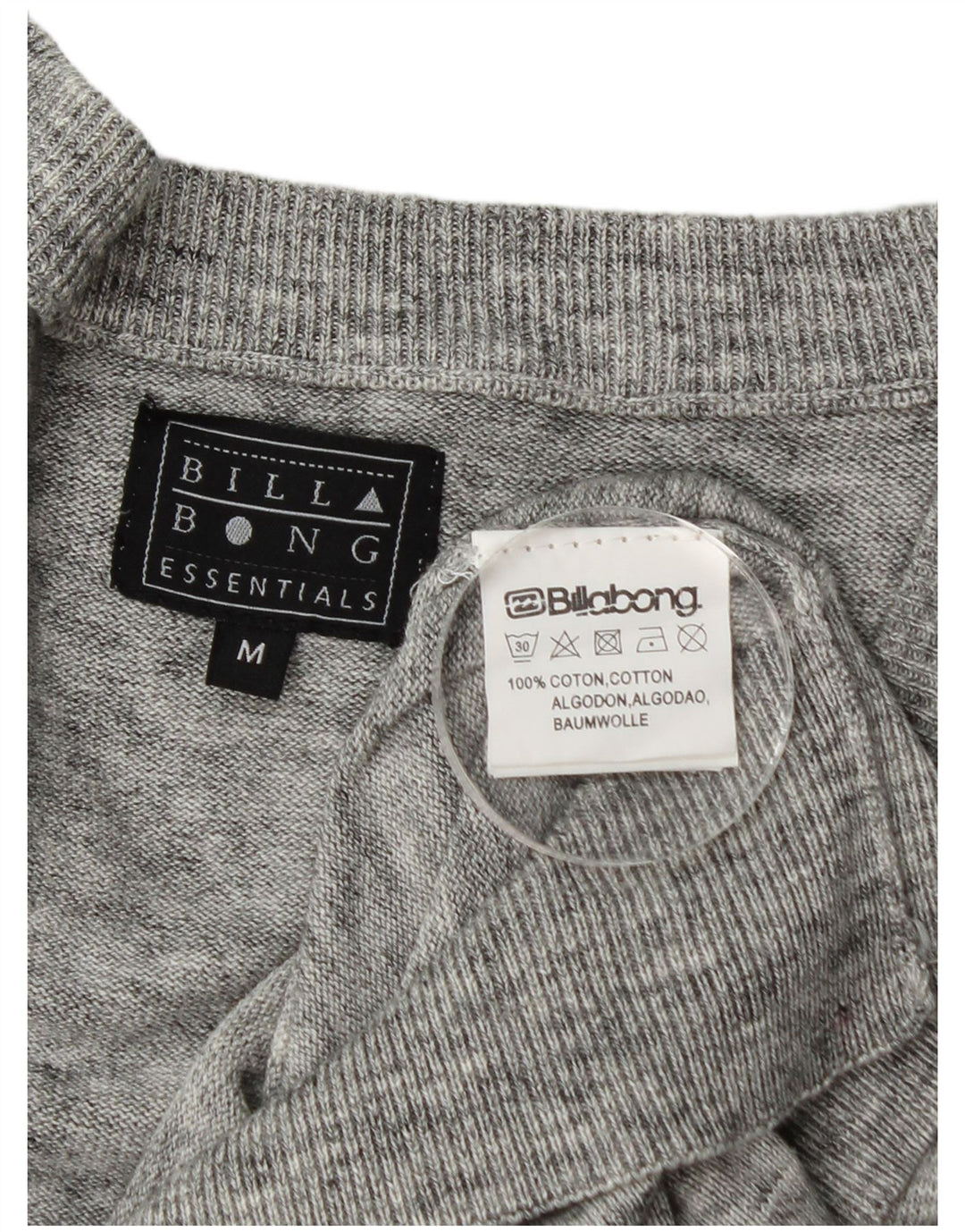 Billabong Mens Cardigan Sweater Medium Grey Flecked Cotton
