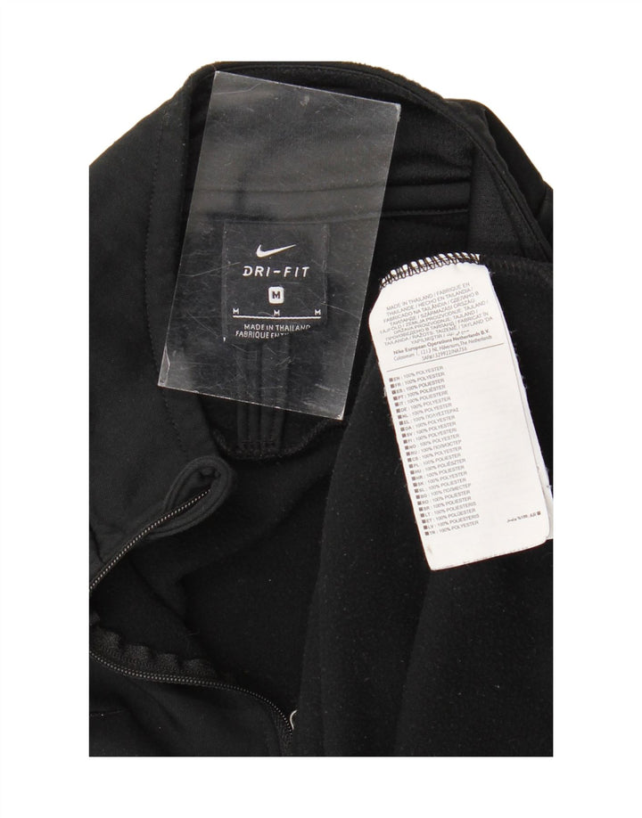 NIKE Mens Dri Fit Zip Neck Pullover Tracksuit Top Medium Black Polyester