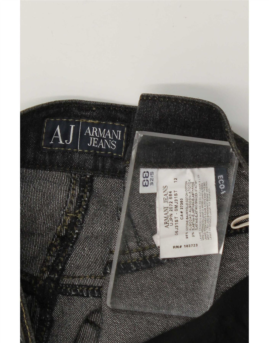 Armani Mens Zathan Straight Jeans W33 L28 Grey Cotton