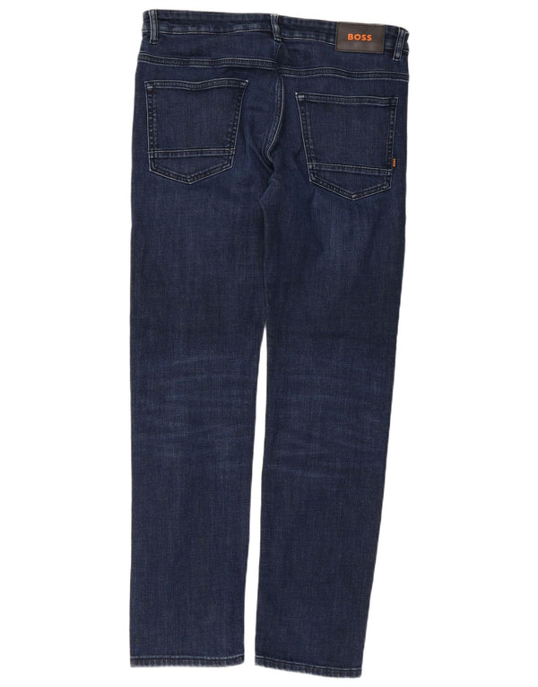 Hugo Boss Mens Straight Jeans W35 L32 Navy Blue Cotton