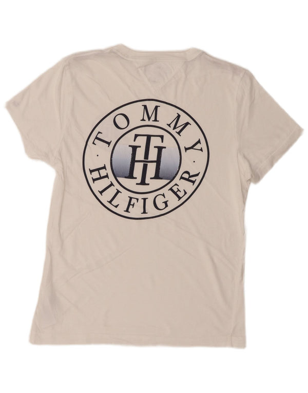 Tommy Hilfiger Mens Graphic T-Shirt Top Small White Cotton