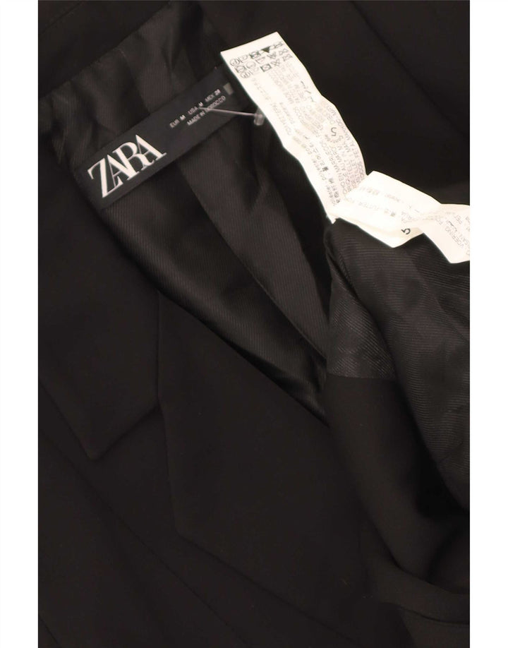 Zara Womens 1 Button Blazer Jacket UK 12 Medium Black Polyester