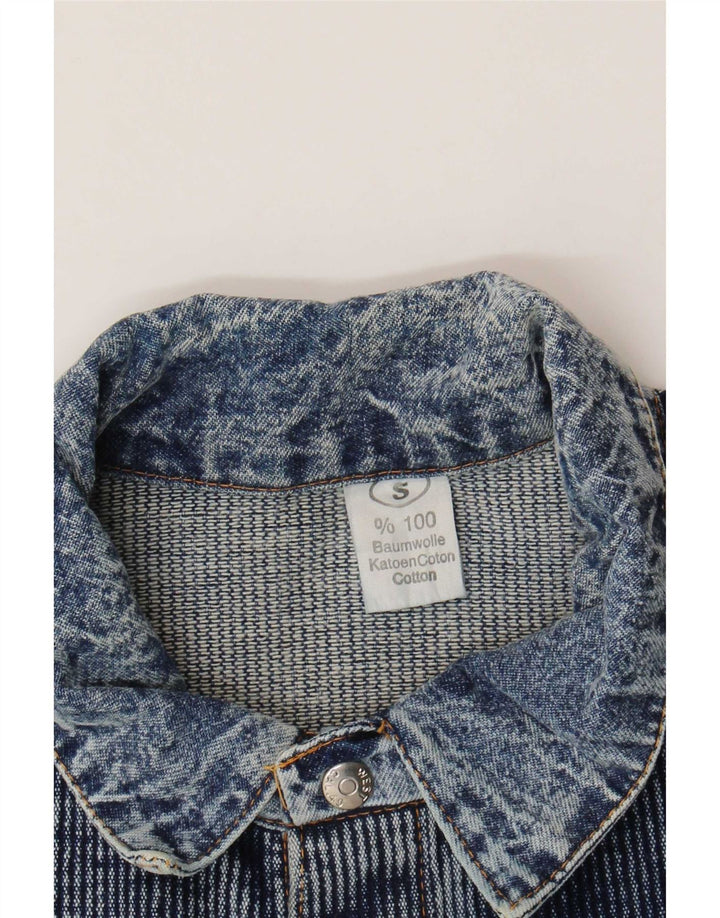 Vintage Mens Loose Fit Short Sleeve Pullover Denim Shirt Small Blue Cotton