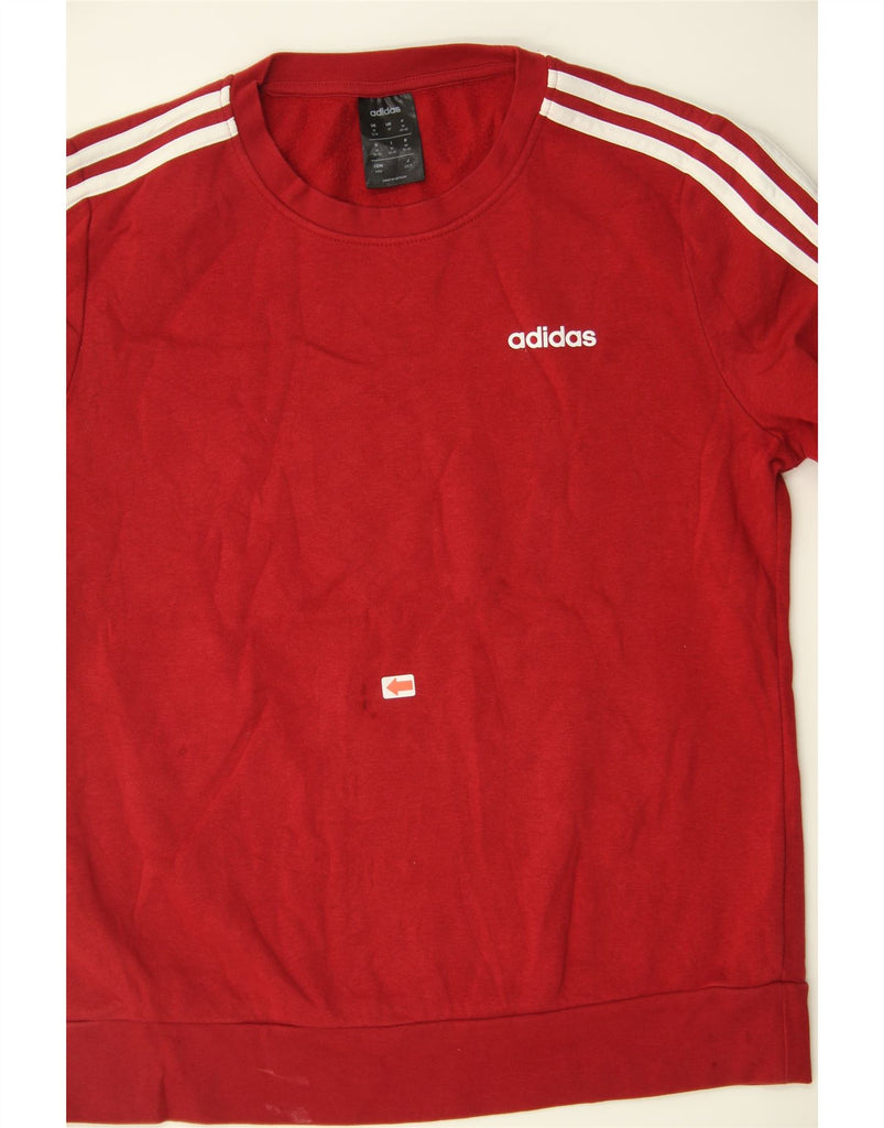 ADIDAS Womens Sweatshirt Jumper UK 12/14 Medium Red Cotton Vintage Adidas and Second-Hand Adidas from Messina Hembry 