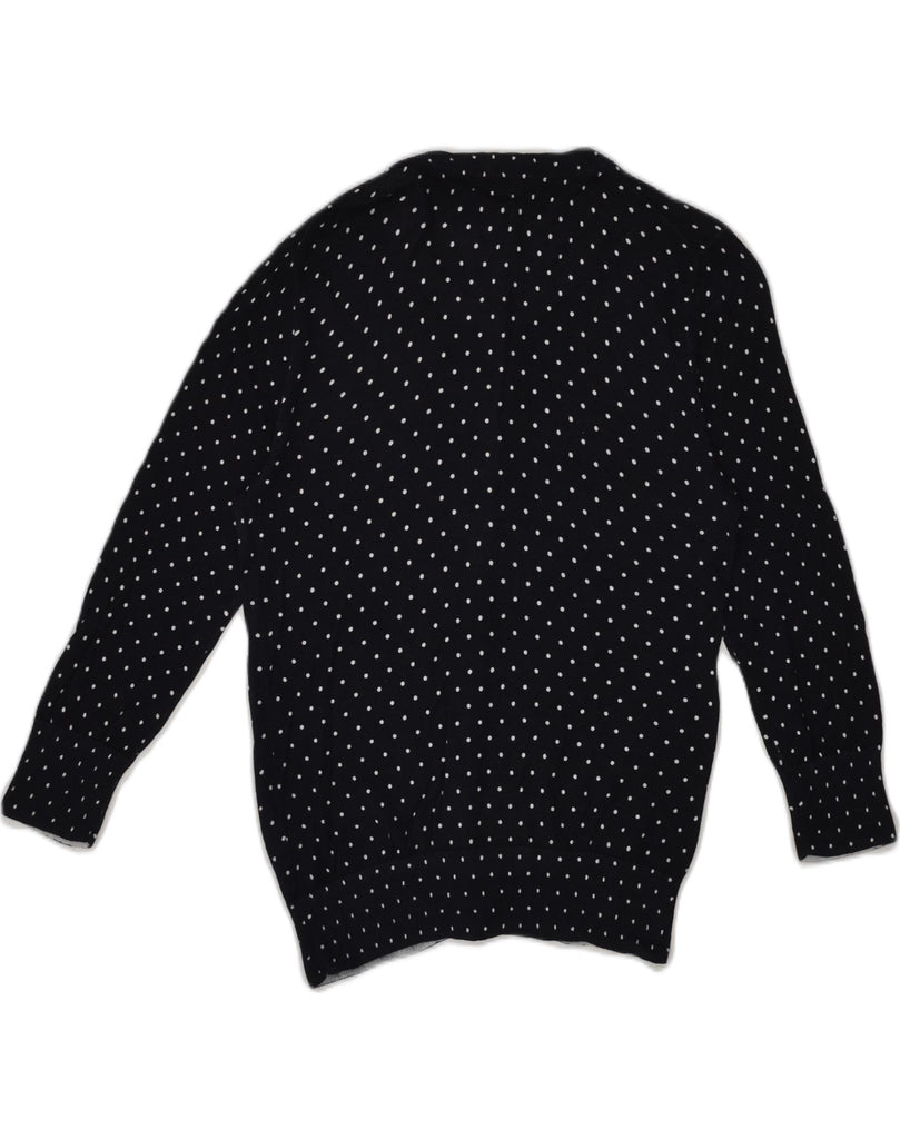 J. CREW Womens Cardigan Sweater UK 12 Medium Navy Blue Polka Dot Cotton | Vintage J. Crew | Thrift | Second-Hand J. Crew | Used Clothing | Messina Hembry 